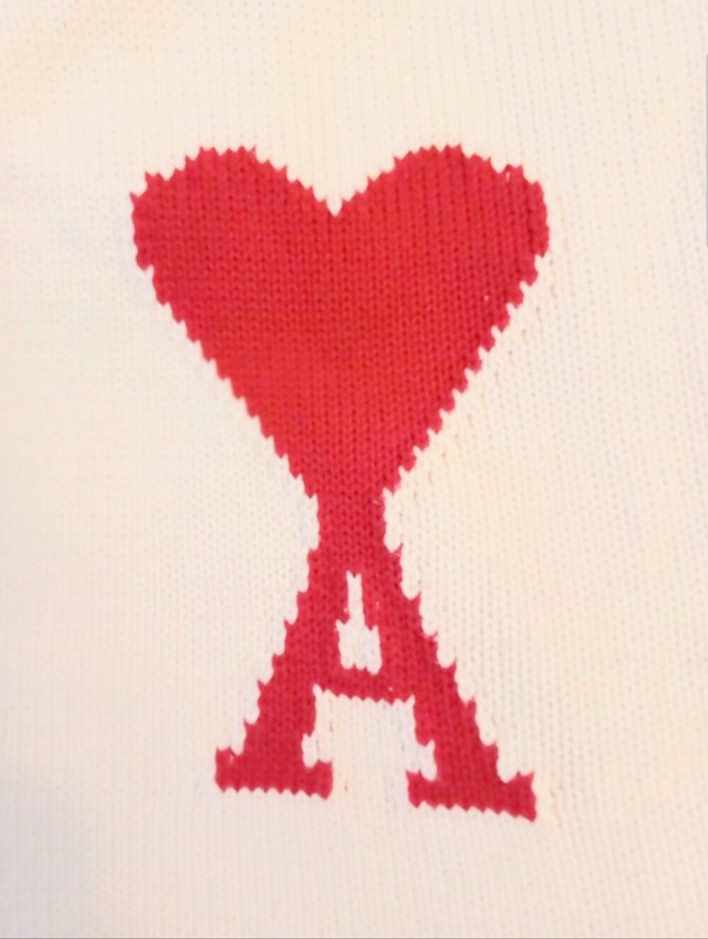 AMI Paris Alexandre Mattiussi Luxe Cream Cardigan with Red Heart 'A', L - Picture 7 of 11